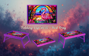 Flamingo Foldable Wooden TV Tray or Bed tray/lap desk. Multiple Images Available. TheCraftNook