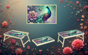 Peacock Foldable Wooden TV Tray or Bed tray/lap Desk. Make snack time fabulous with peacock‑level confidence, 2 Sizes and Multiple Images Available. TheCraftNook