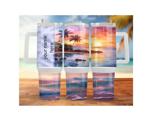 30- and 40-ounce Beachy Bliss Stainless Steel Tumbler. Multiple Sizes and Images Available. TheCraftNook
