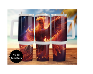Phoenix Tumbler - Mythical Fire Bird Stainless Steel Tumbler TheCraftNook