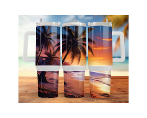 30- and 40-ounce Beachy Bliss Stainless Steel Tumbler. Multiple Sizes and Images Available. TheCraftNook