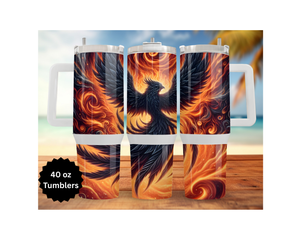 Phoenix Tumbler - Mythical Fire Bird Stainless Steel Tumbler TheCraftNook
