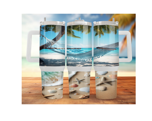 30- and 40-ounce Beachy Bliss Stainless Steel Tumbler. Multiple Sizes and Images Available. TheCraftNook