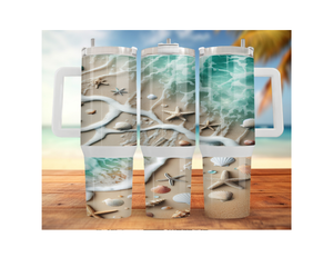 30- and 40-ounce Beachy Bliss Stainless Steel Tumbler. Multiple Sizes and Images Available. TheCraftNook