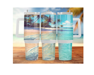 30- and 40-ounce Beachy Bliss Stainless Steel Tumbler. Multiple Sizes and Images Available. TheCraftNook