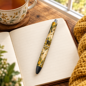 Pen in a cozy journaling scene