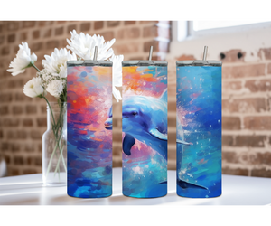 Splash of Happiness Dolphin – 20 oz Stainless-Steel Tumblers. Multiple Sizes and Images Available. TheCraftNook