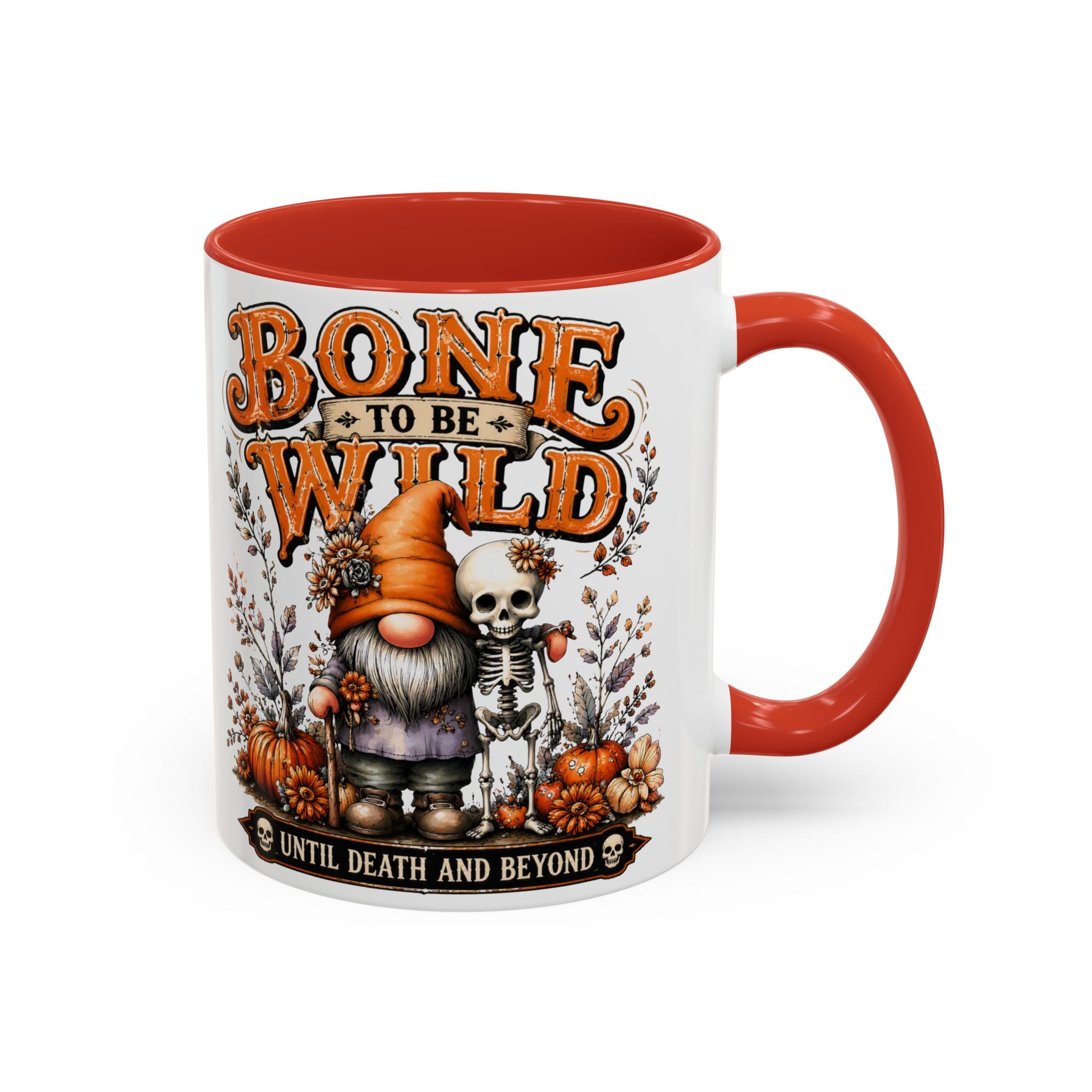 Bone to Be Wild Coffee Mug — Halloween Pumpkin Gnome & Skeleton Accent Mug (11/15oz)