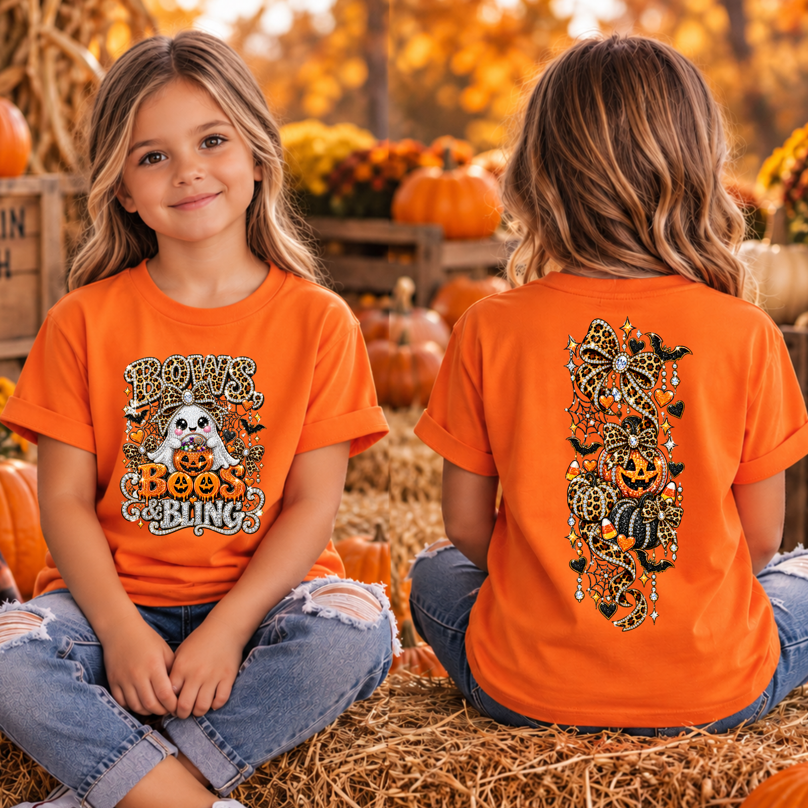Kids Bows Boos Bling Front and back Graphics TheCraftNook