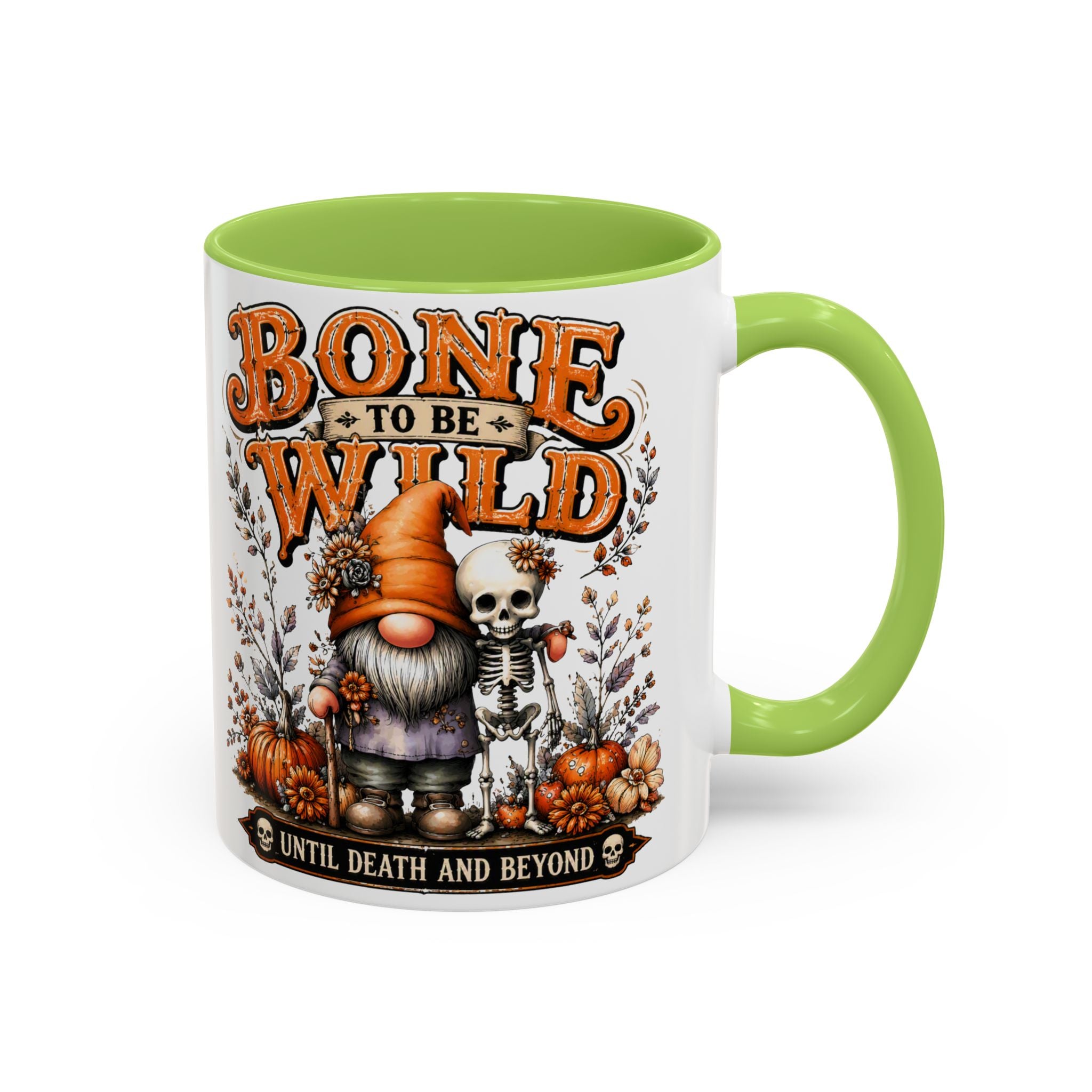 Bone to Be Wild Coffee Mug — Halloween Pumpkin Gnome & Skeleton Accent Mug (11/15oz)