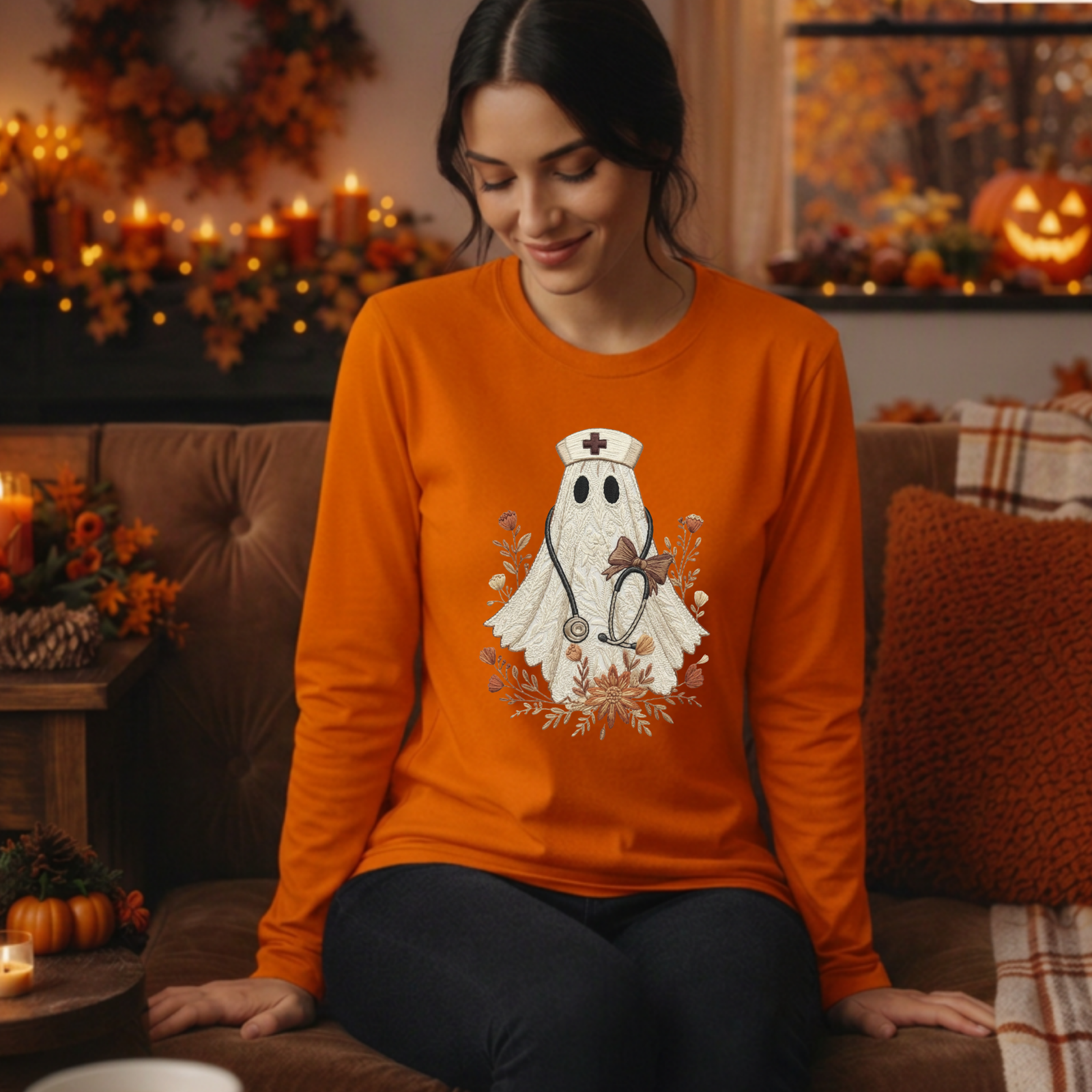 Boo-tiful Nurse Long Sleeve Tee TheCraftNook