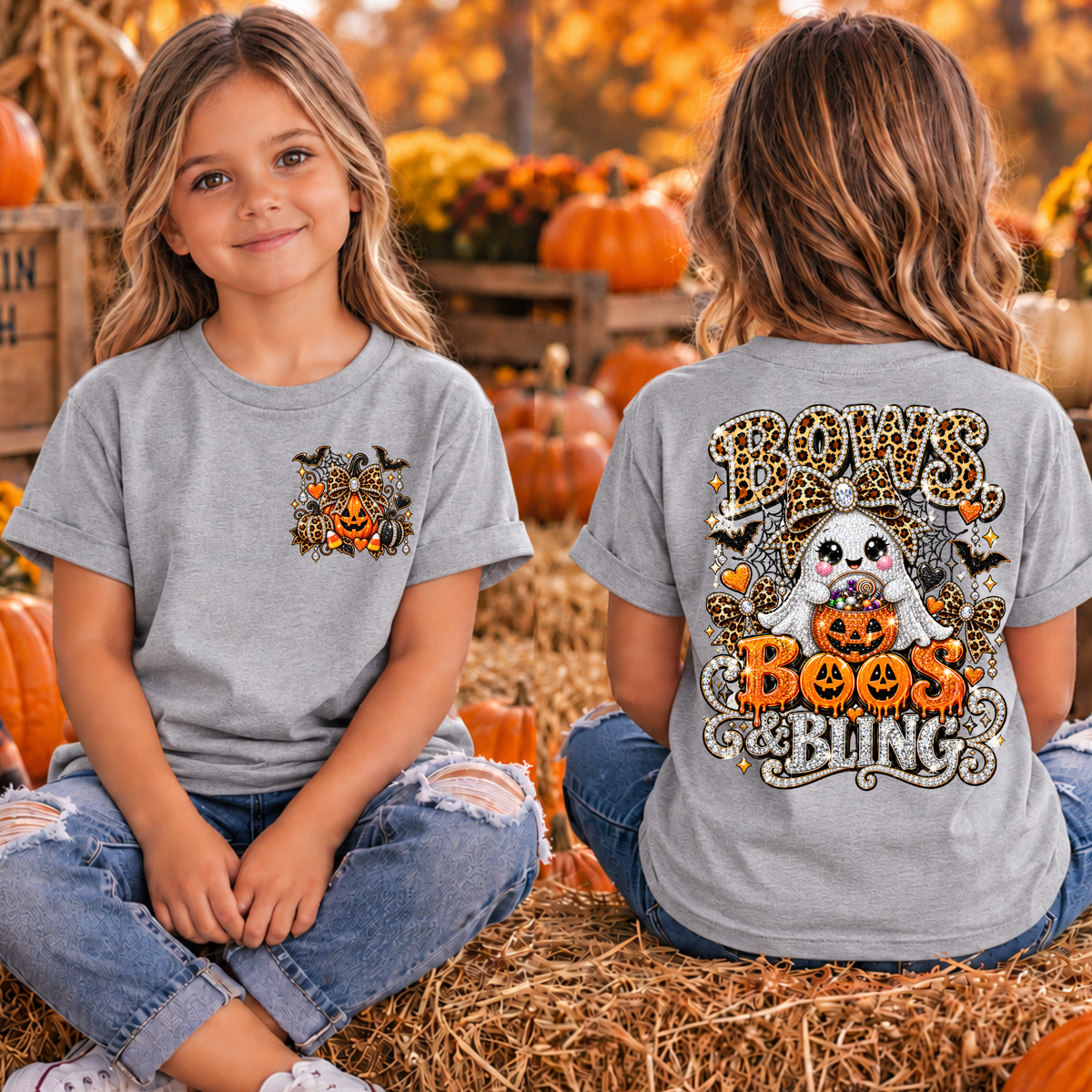 Kids Bows boos Bling Pocket and Back graphics TheCraftNook