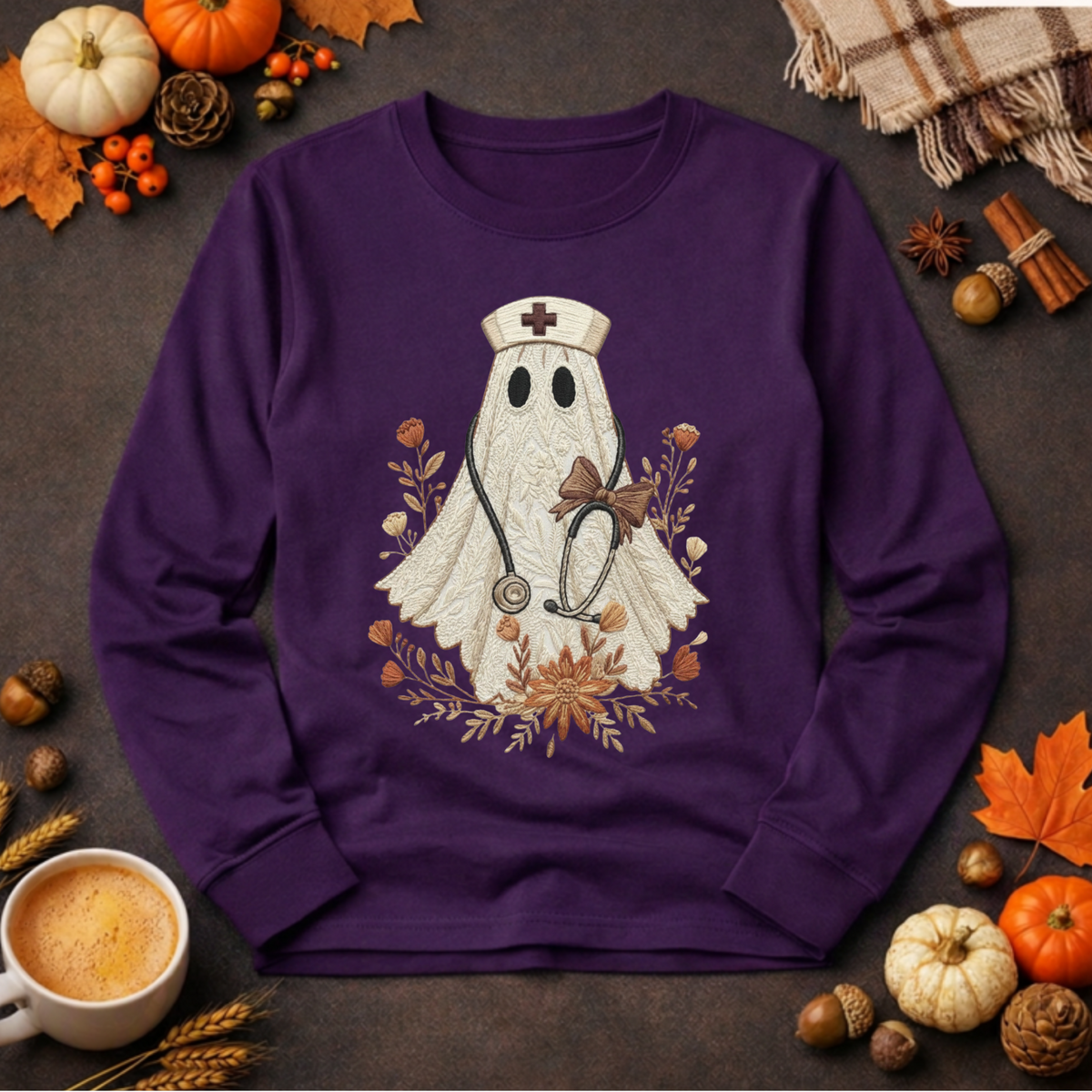 Boo-tiful Nurse Long Sleeve Tee TheCraftNook
