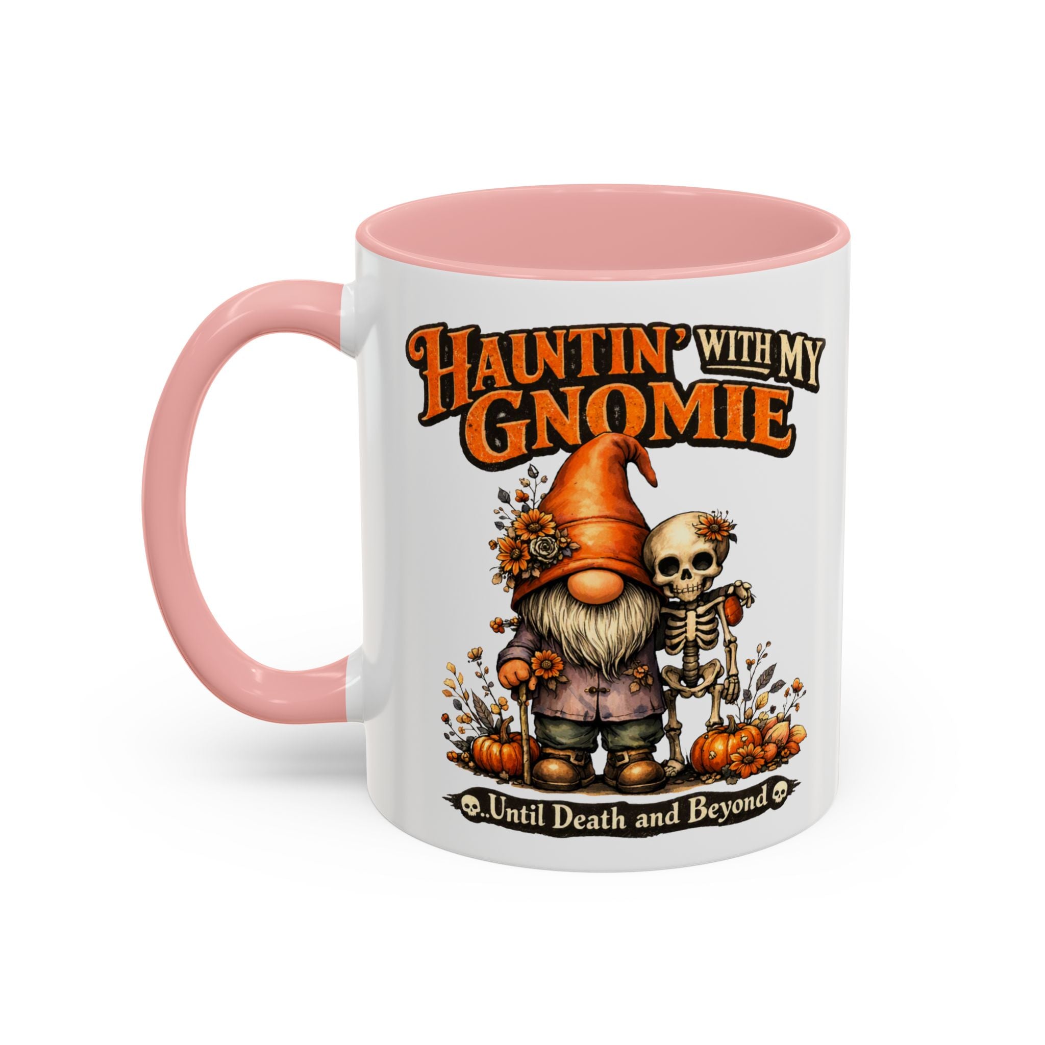 Hauntin' With My Gnomie Halloween Coffee Mug — 'Until Death and Beyond' Accent Mug