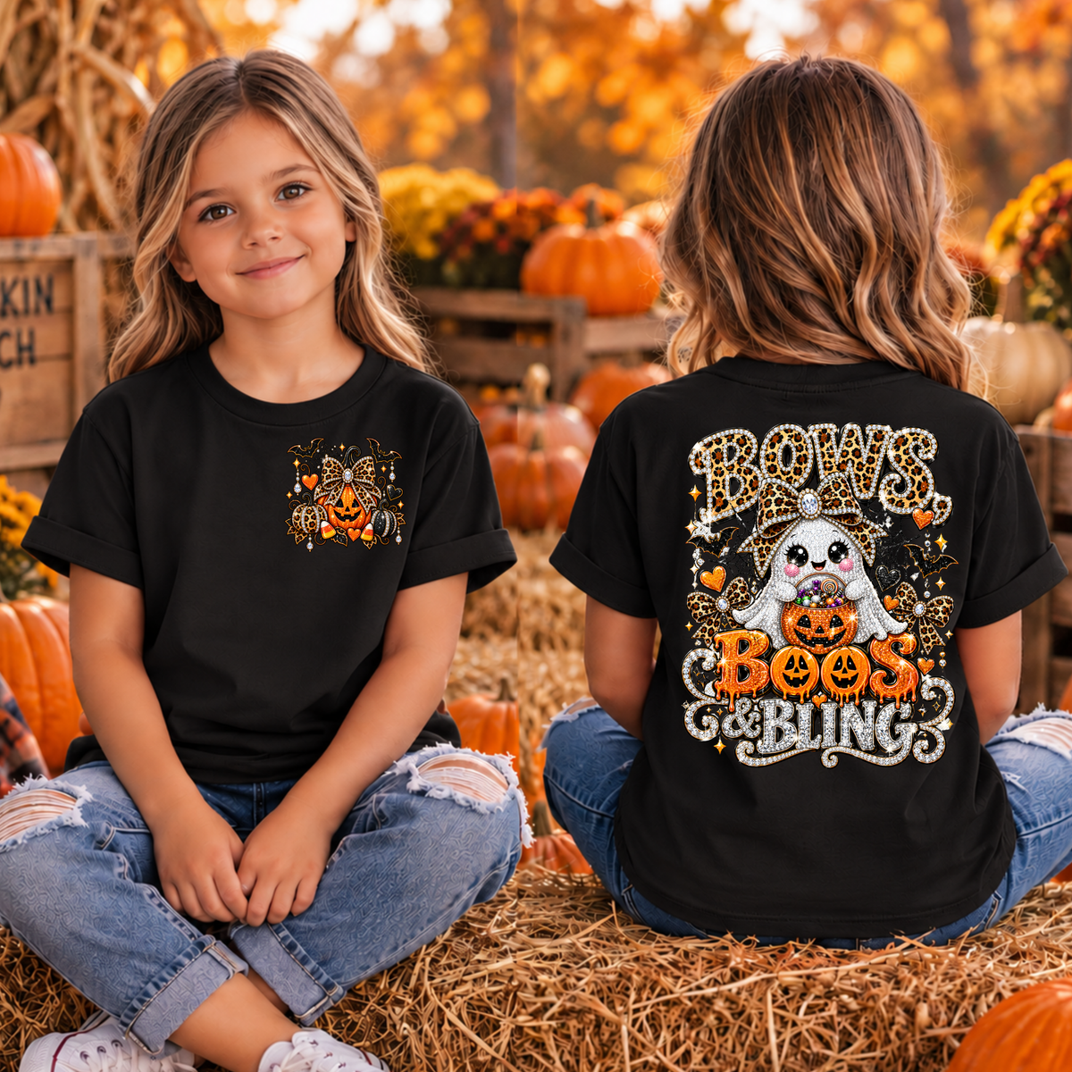 Kids Bows boos Bling Pocket and Back graphics TheCraftNook