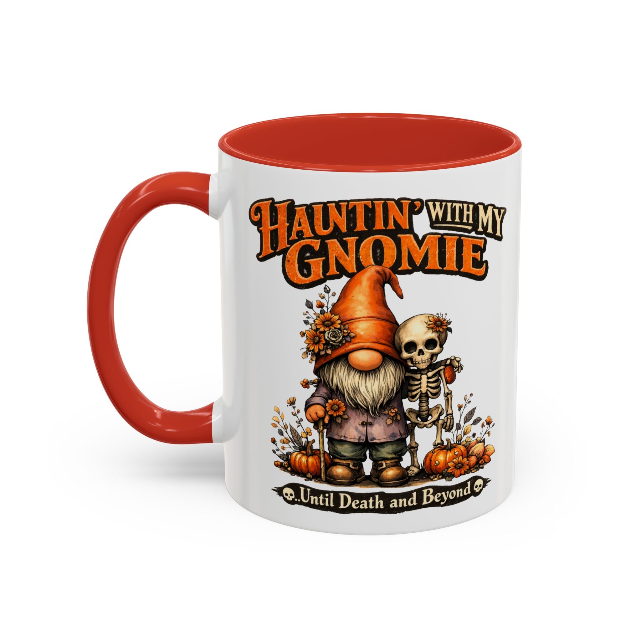 Hauntin' With My Gnomie Halloween Coffee Mug — 'Until Death and Beyond' Accent Mug