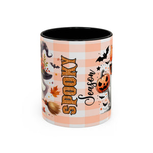 Spooky Season Accent Coffee Mug — Cute Halloween Ghost with Pumpkins (11/15oz) Printify