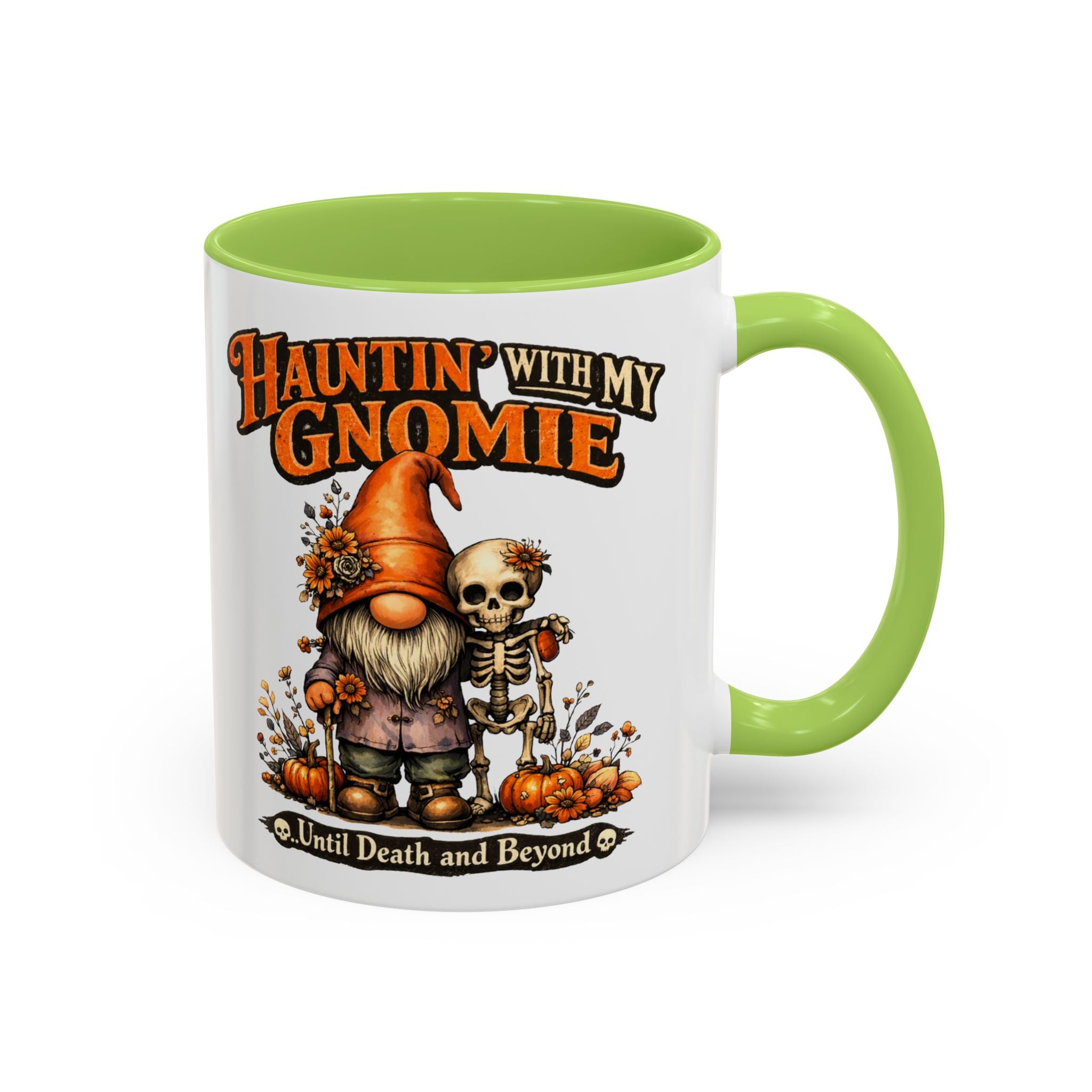 Hauntin' With My Gnomie Halloween Coffee Mug — 'Until Death and Beyond' Accent Mug