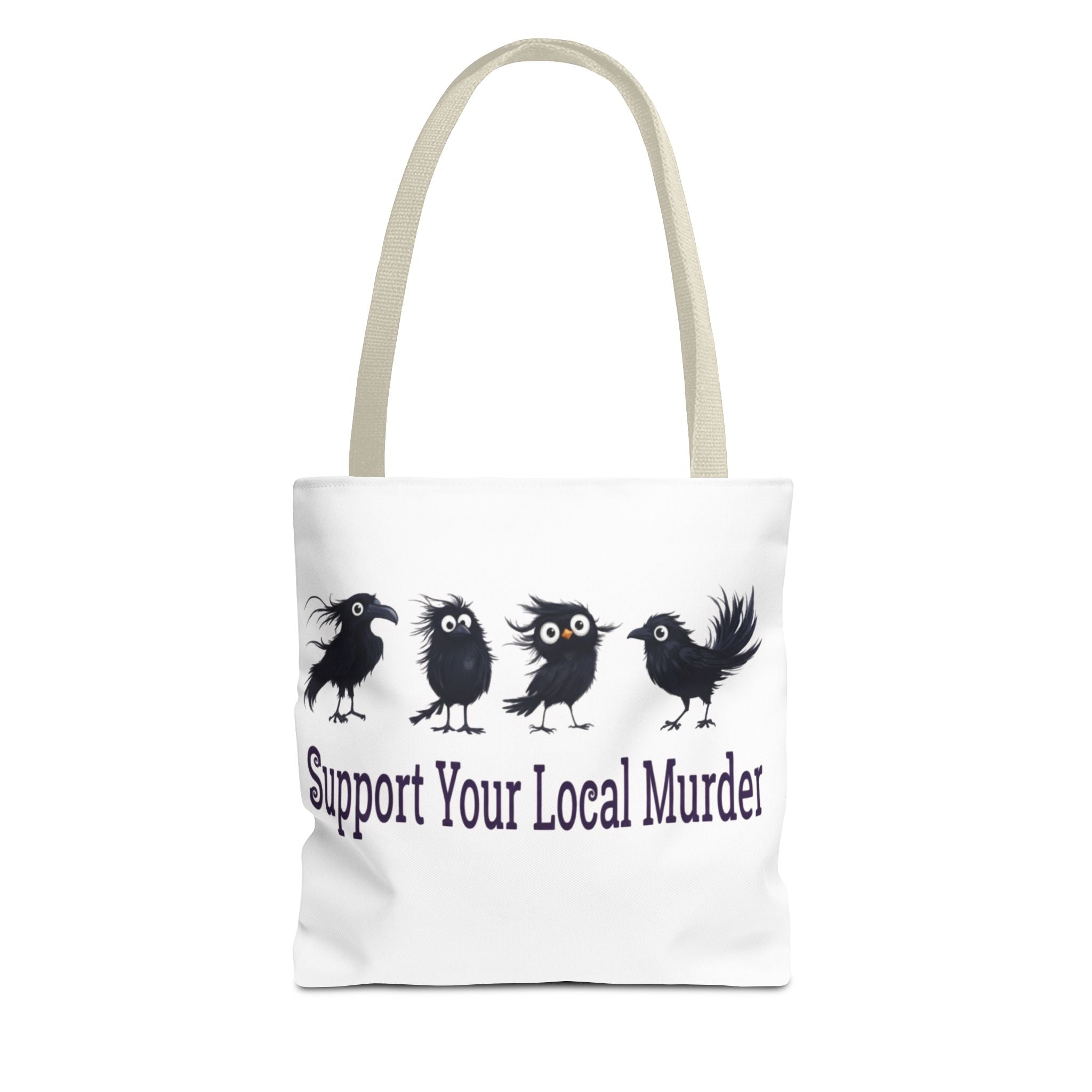 Local Murder Crow Tote Bag — Cute Gothic Raven Illustration Tote for Halloween & Everyday