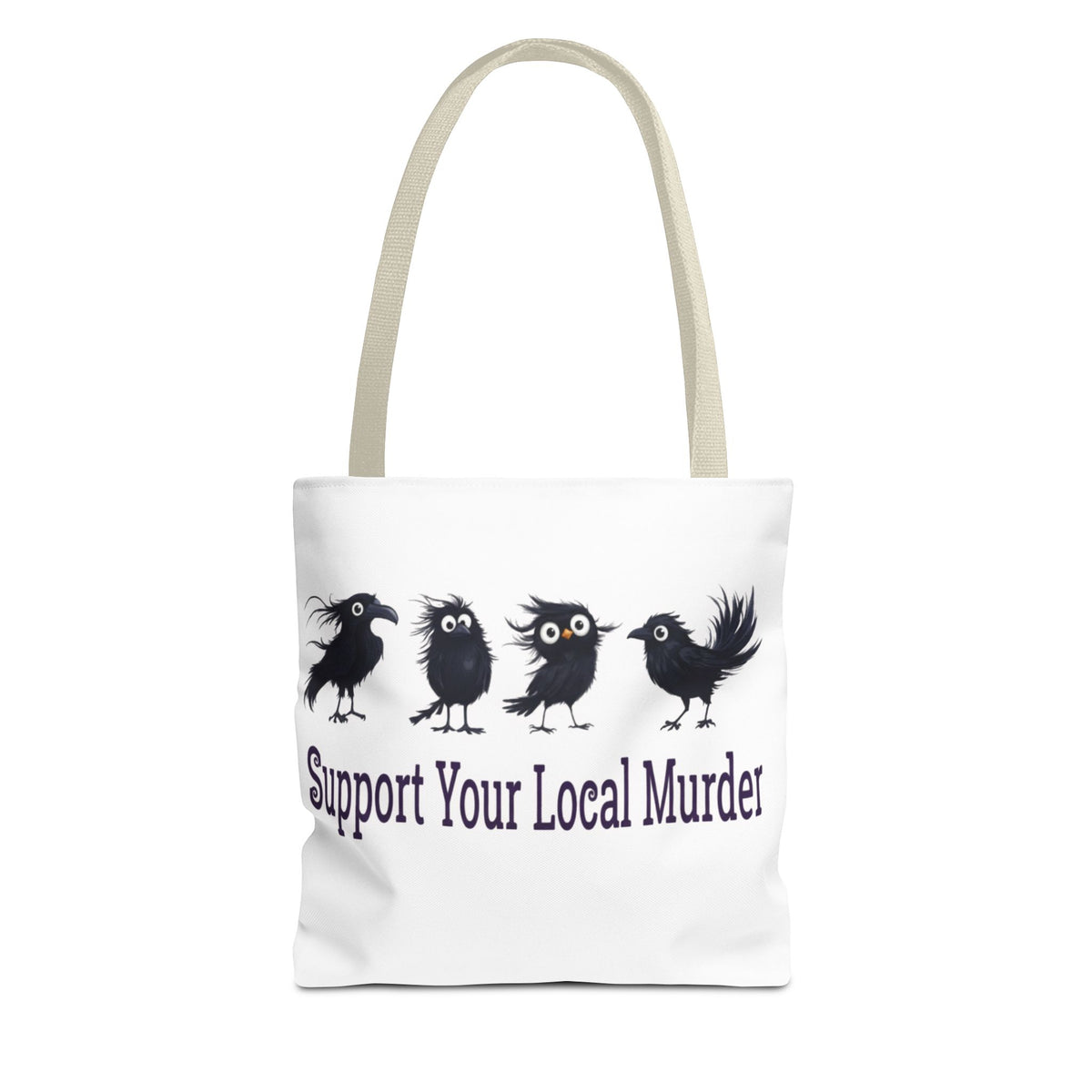 Local Murder Crow Tote Bag — Cute Gothic Raven Illustration Tote for Halloween & Everyday Printify