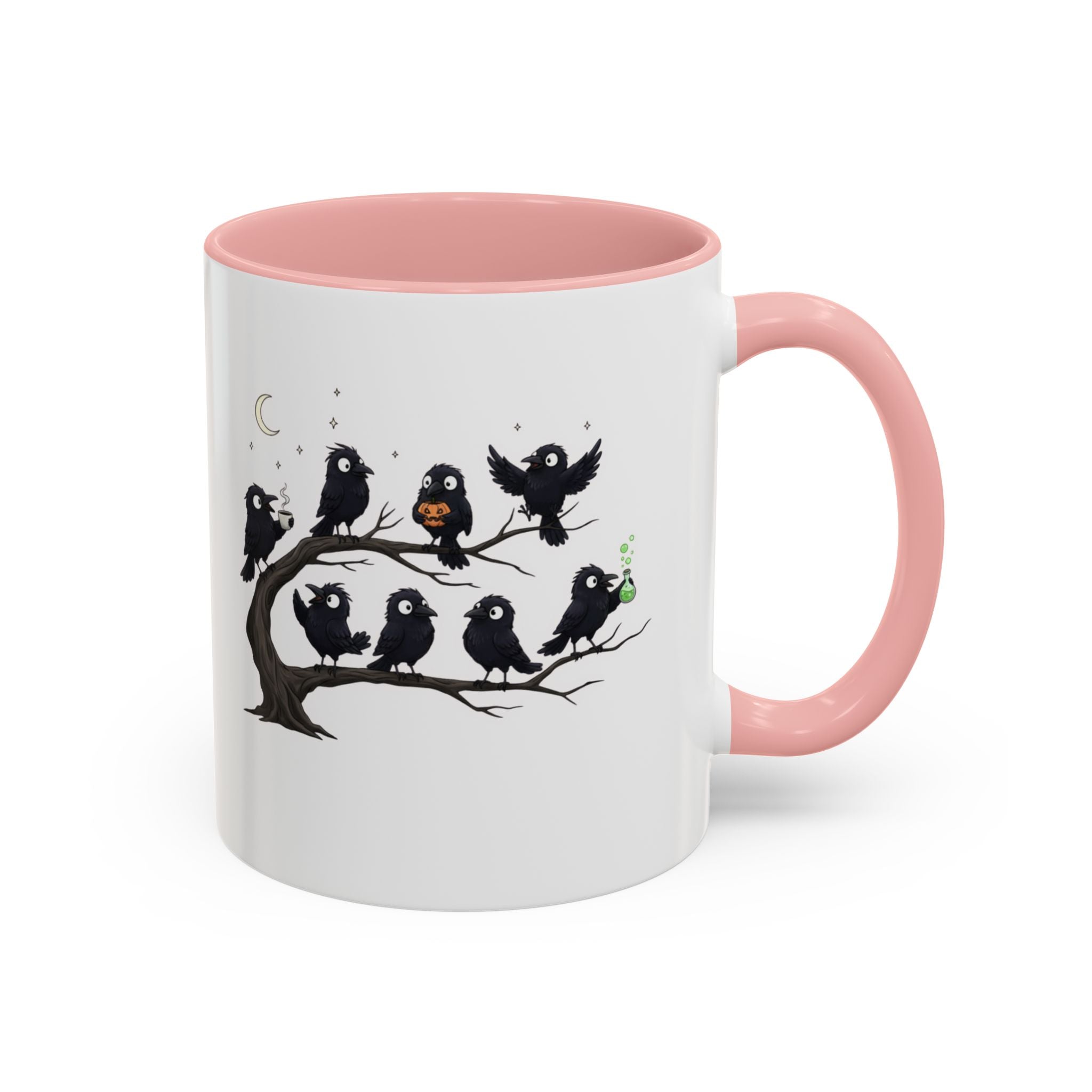 Local Murder Accent Coffee Mug — Cute Crow Flock "Not A Real Murder" Illustration