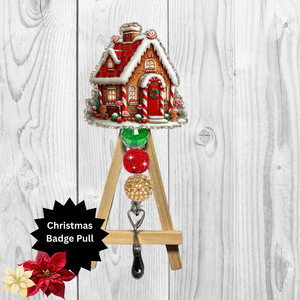Gingerbread House Glitter Badge Pull | Badge Reel TheCraftNook