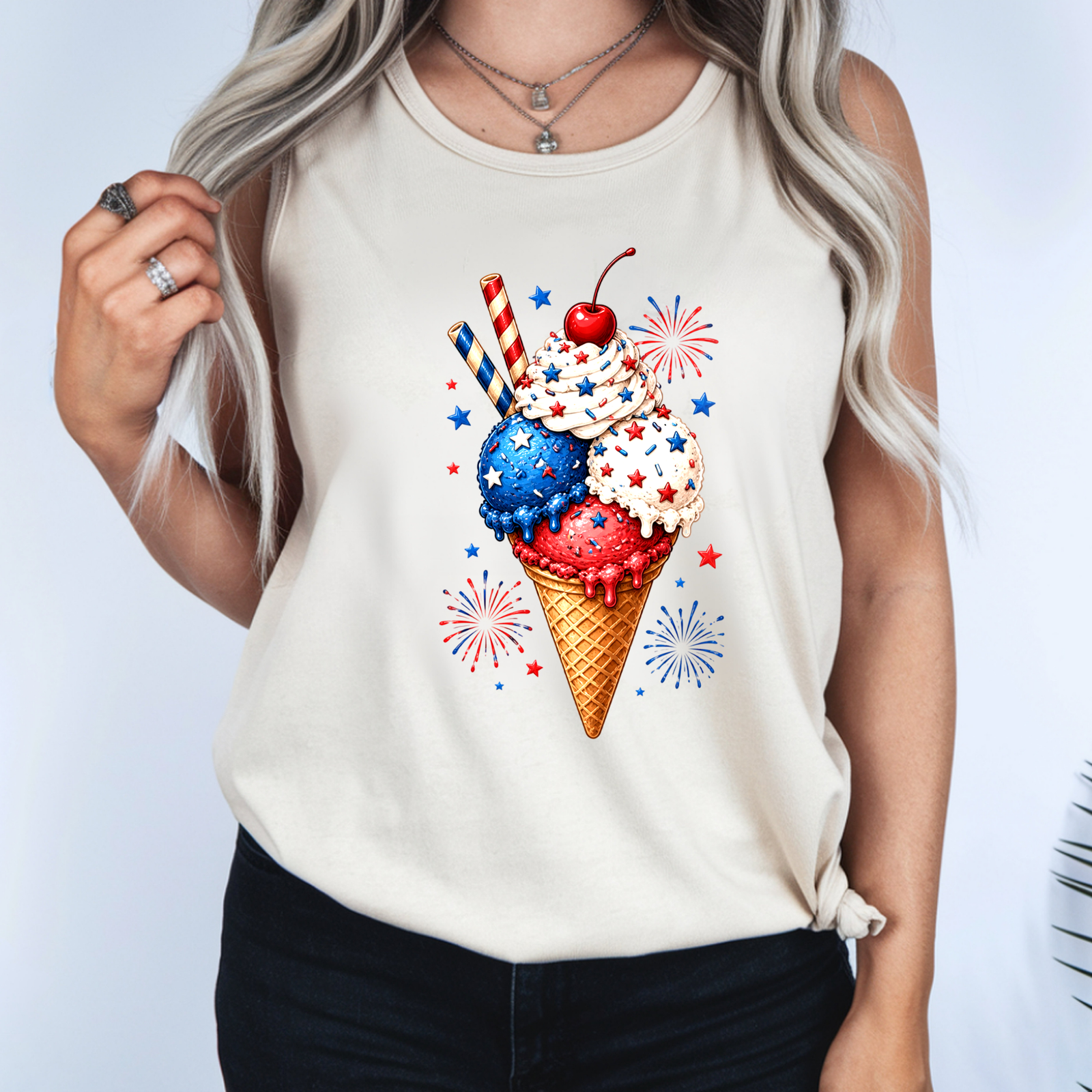 4th of July Ice Cream Tank Top TheCraftNook