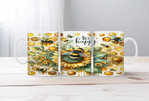 Buzzing Into the Day Honeybee Coffee Mugs. Two size options. Multiple images to choose. TheCraftNook