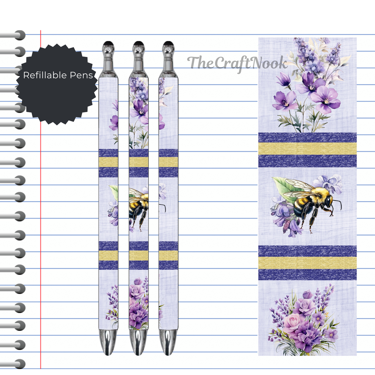 Refillable Pens, Honeybee Images. Bee happy while you write. Multiple options and Images available TheCraftNook