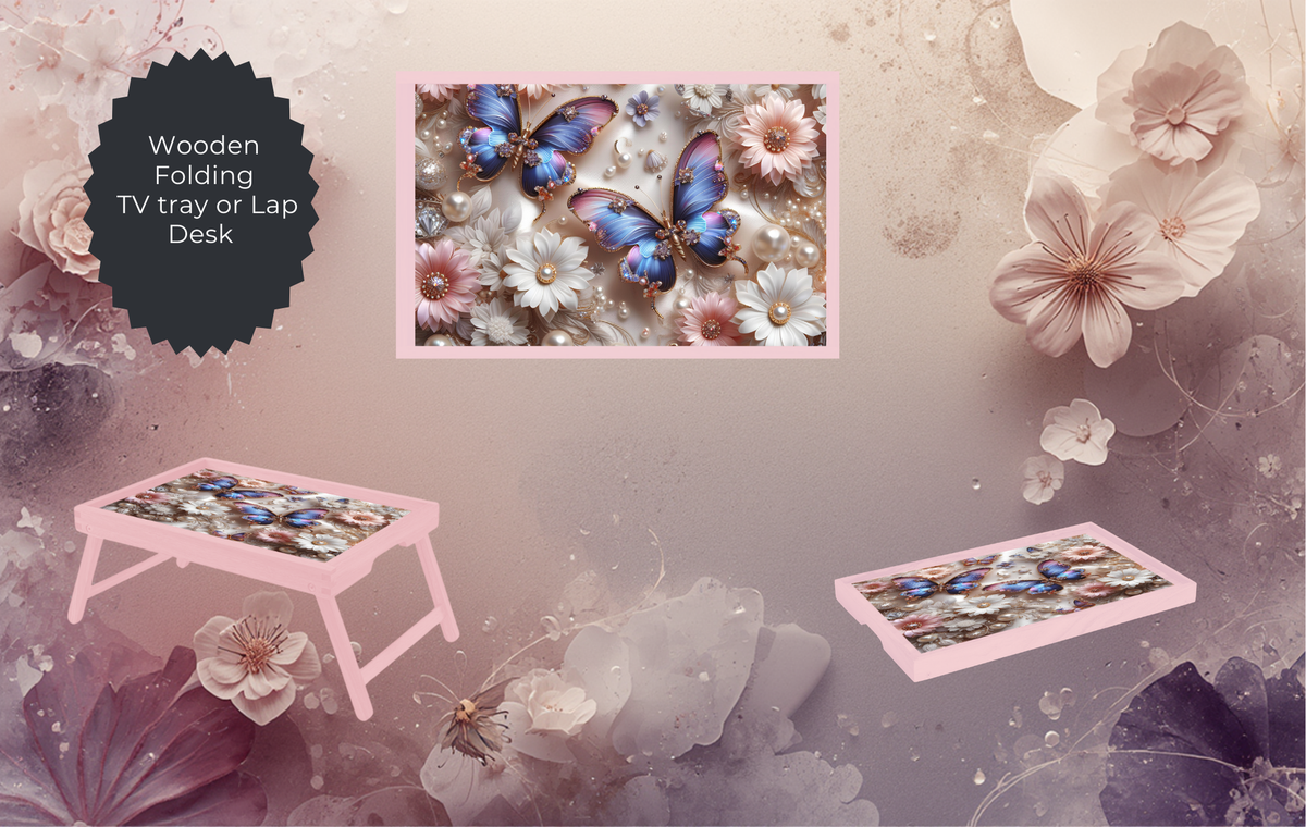 Butterfly Folding TV Trays - Handcrafted Wooden Serving Trays with Glitter TheCraftNook
