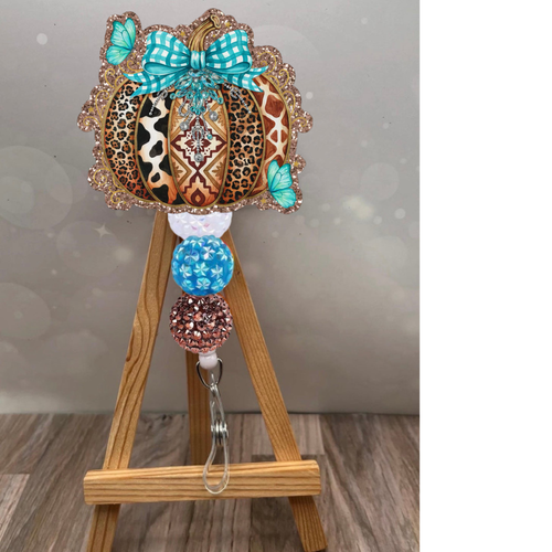 Boho Patchwork Pumpkin Badge Pull