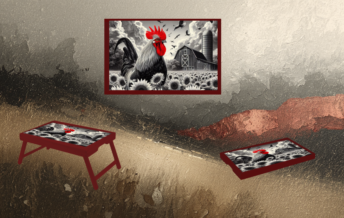 Chicken Foldable Wooden TV Tray or Bed tray/lap Desk, 2 Sizes and Multiple Images Available. TheCraftNook