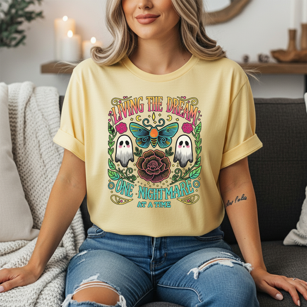 Living the Dream Bright Graphic Tee TheCraftNook