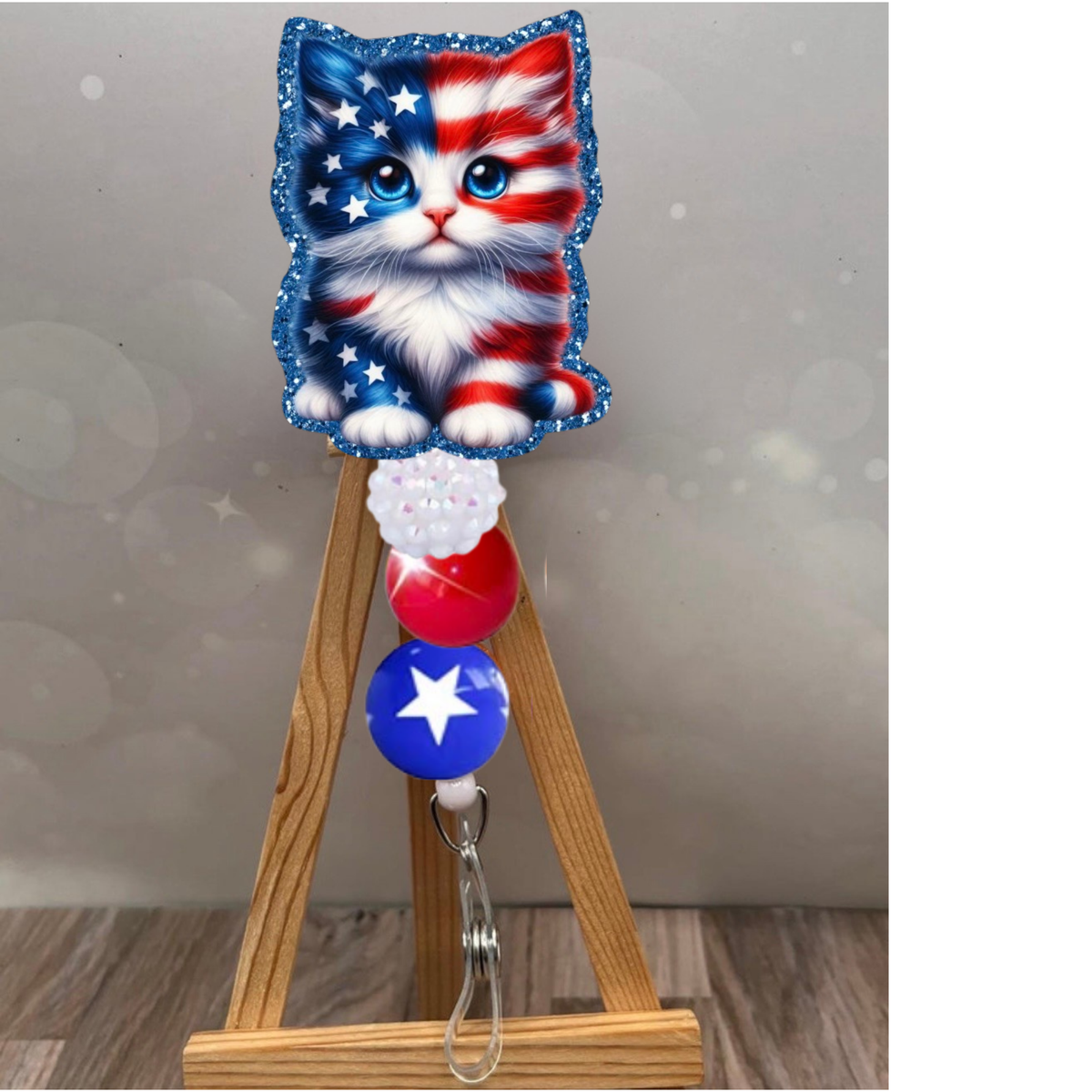 Patriotic Kitten Badge Pull TheCraftNook