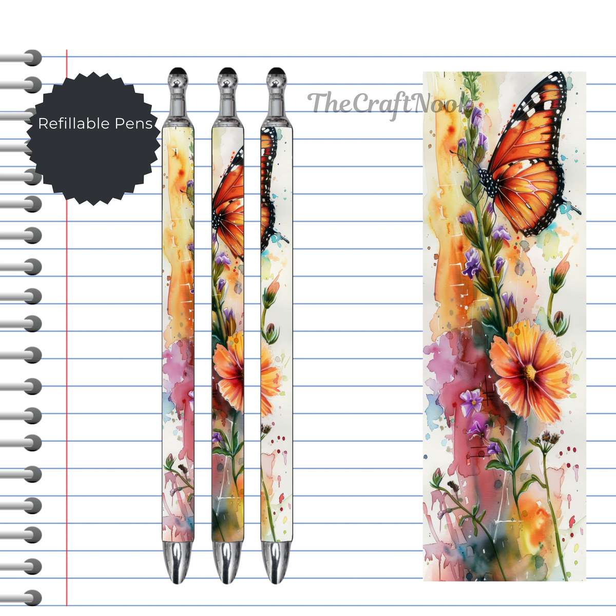 Butterfly Refillable Pens, multiple options and Images available. TheCraftNook