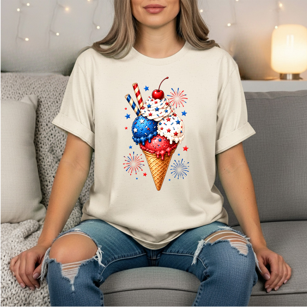 4th of July Ice Cream Tee TheCraftNook