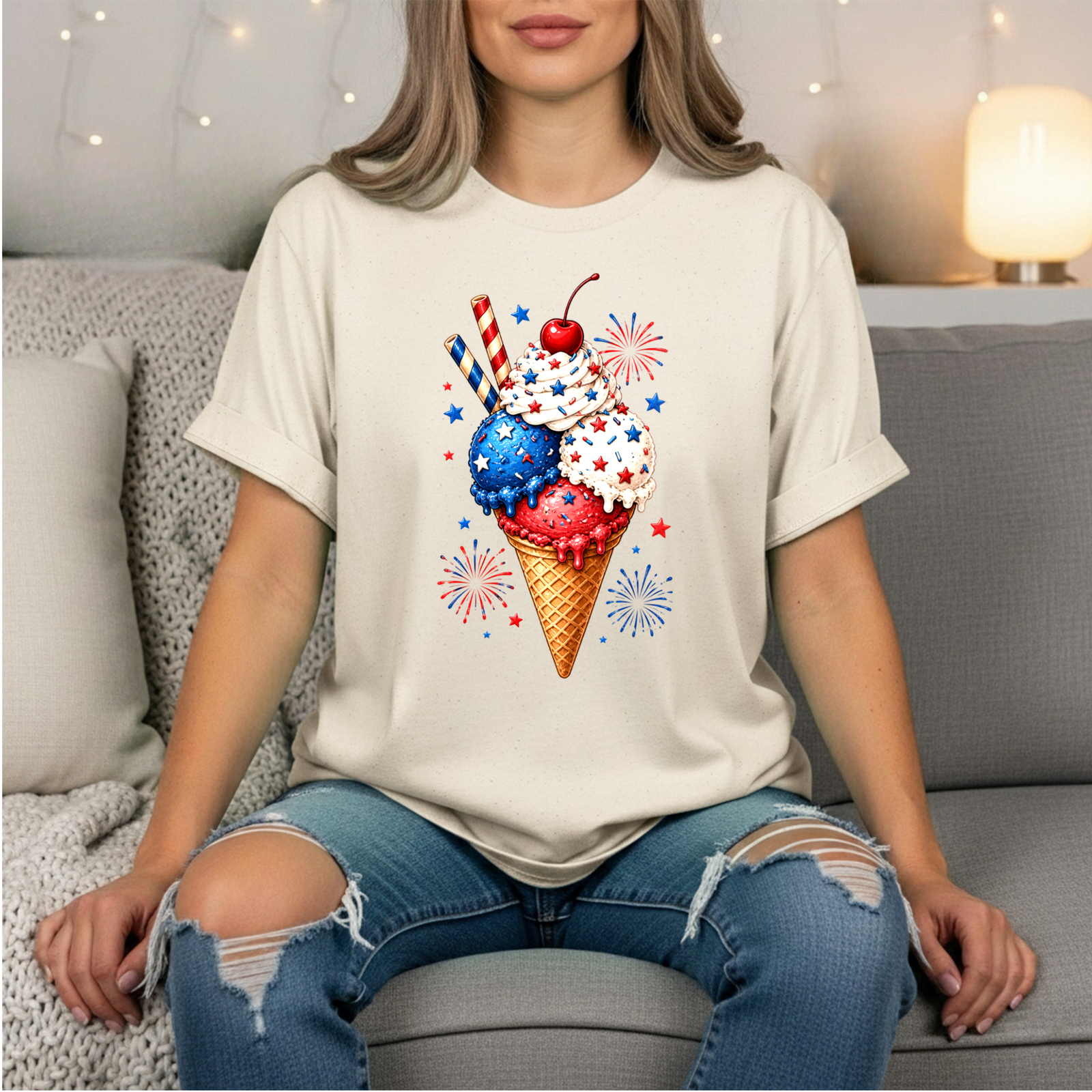 4th of July Ice Cream Tee TheCraftNook