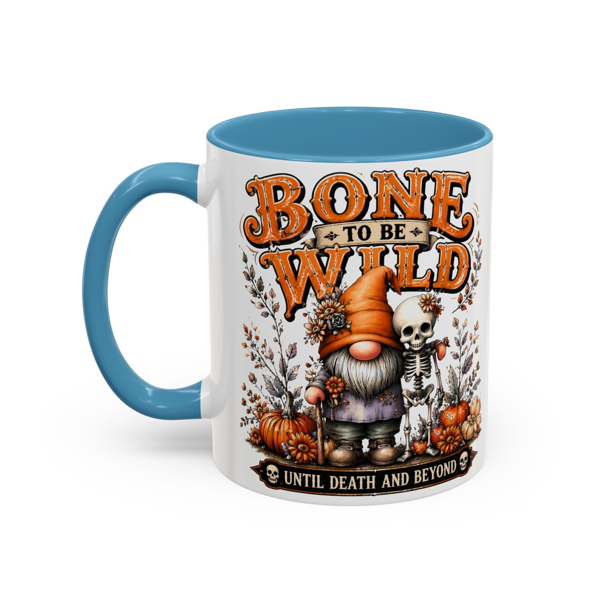 Bone to Be Wild Coffee Mug — Halloween Pumpkin Gnome & Skeleton Accent Mug (11/15oz)