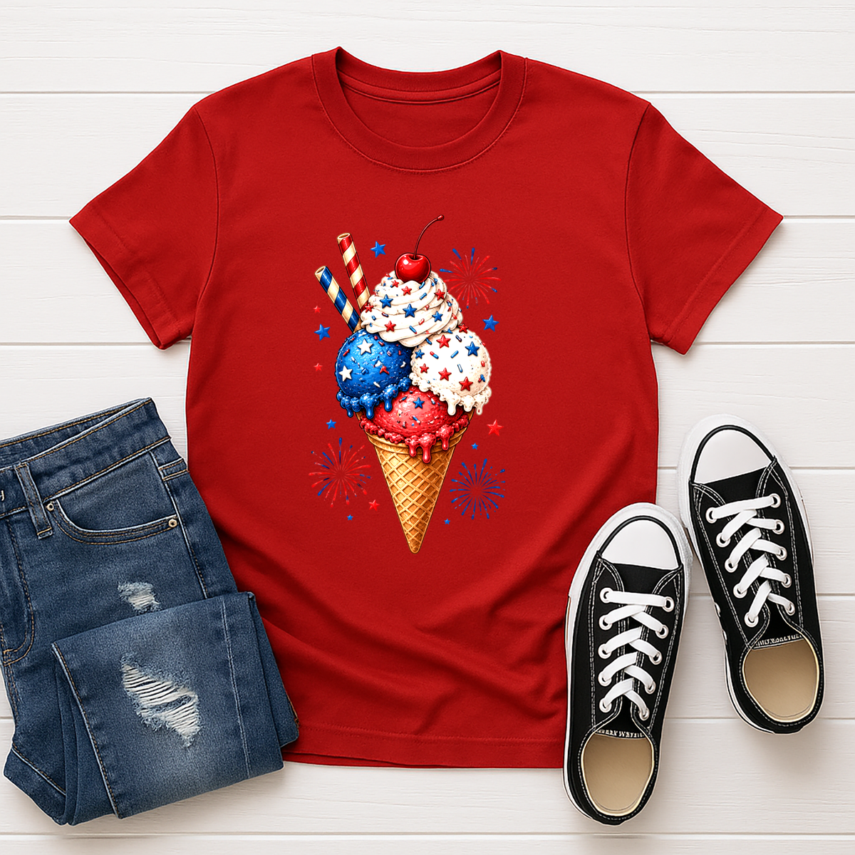 4th of July Ice Cream Tee TheCraftNook