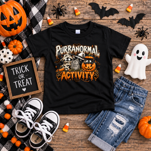 Kids Purranormal Activity Halloween Cat T-Shirt TheCraftNook