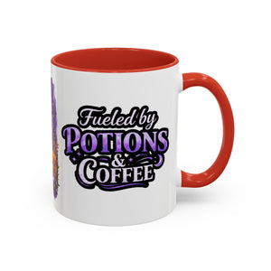 Autumn Alchemy Fueled by Potions & Coffee Accent Mug — Witchy Halloween Coffee Cup (11/15oz) Printify