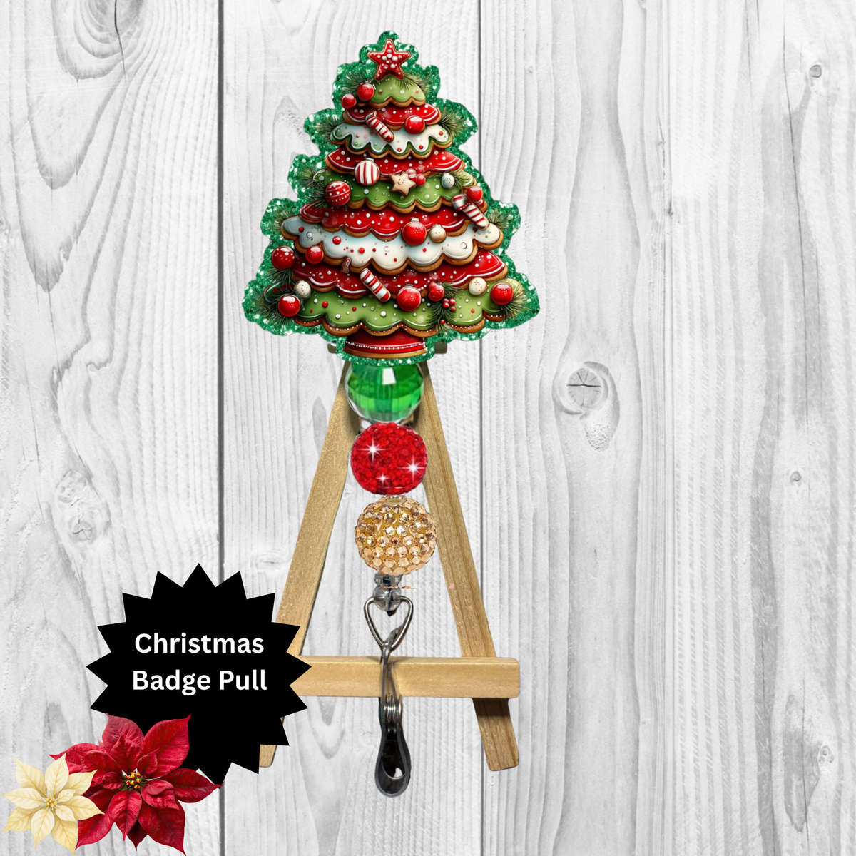 Christmas Cookie Glitter Badge Pull | Badge Reel TheCraftNook