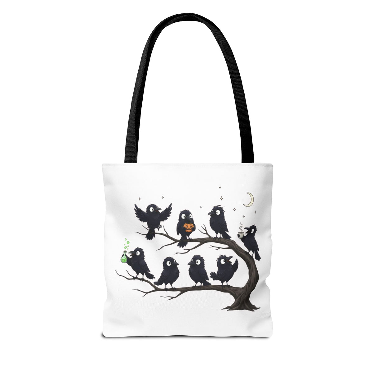 Local Murder Crow Tote Bag — Cute Gothic Raven Illustration Tote for Halloween & Everyday Printify