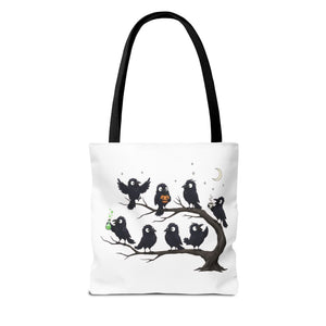 Local Murder Crow Tote Bag — Cute Gothic Raven Illustration Tote for Halloween & Everyday Printify