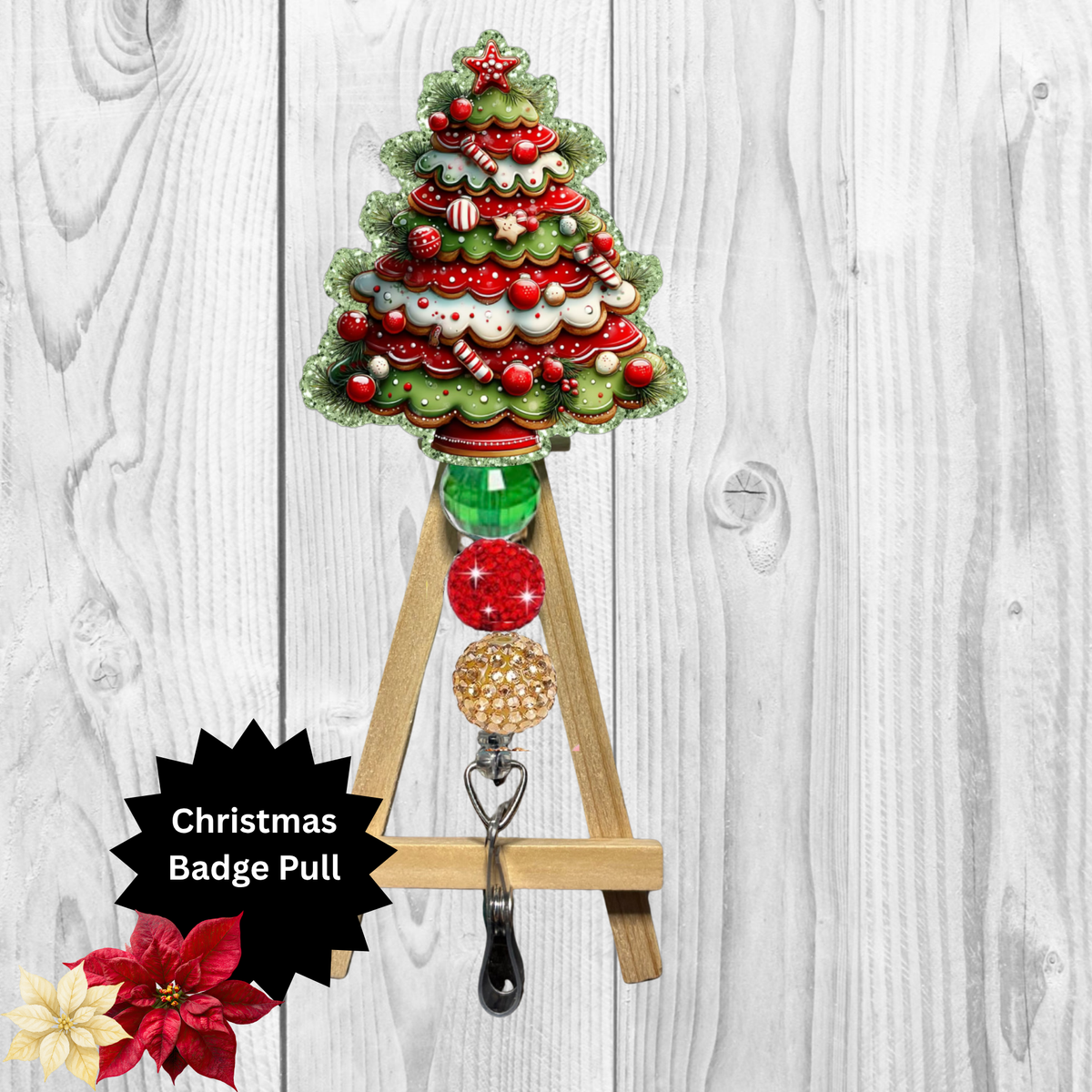 Christmas Cookie Glitter Badge Pull | Badge Reel TheCraftNook