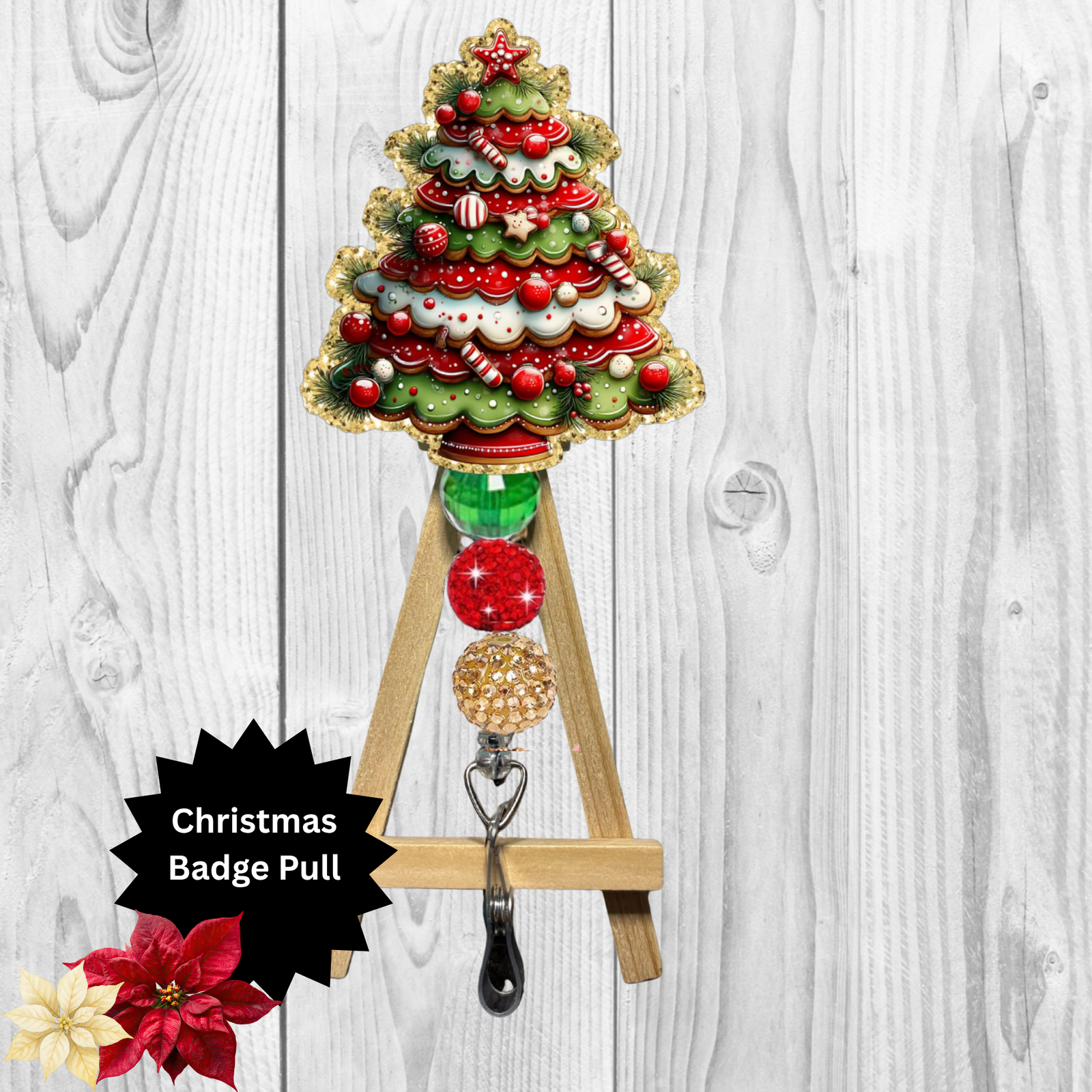Christmas Cookie Glitter Badge Pull | Badge Reel TheCraftNook