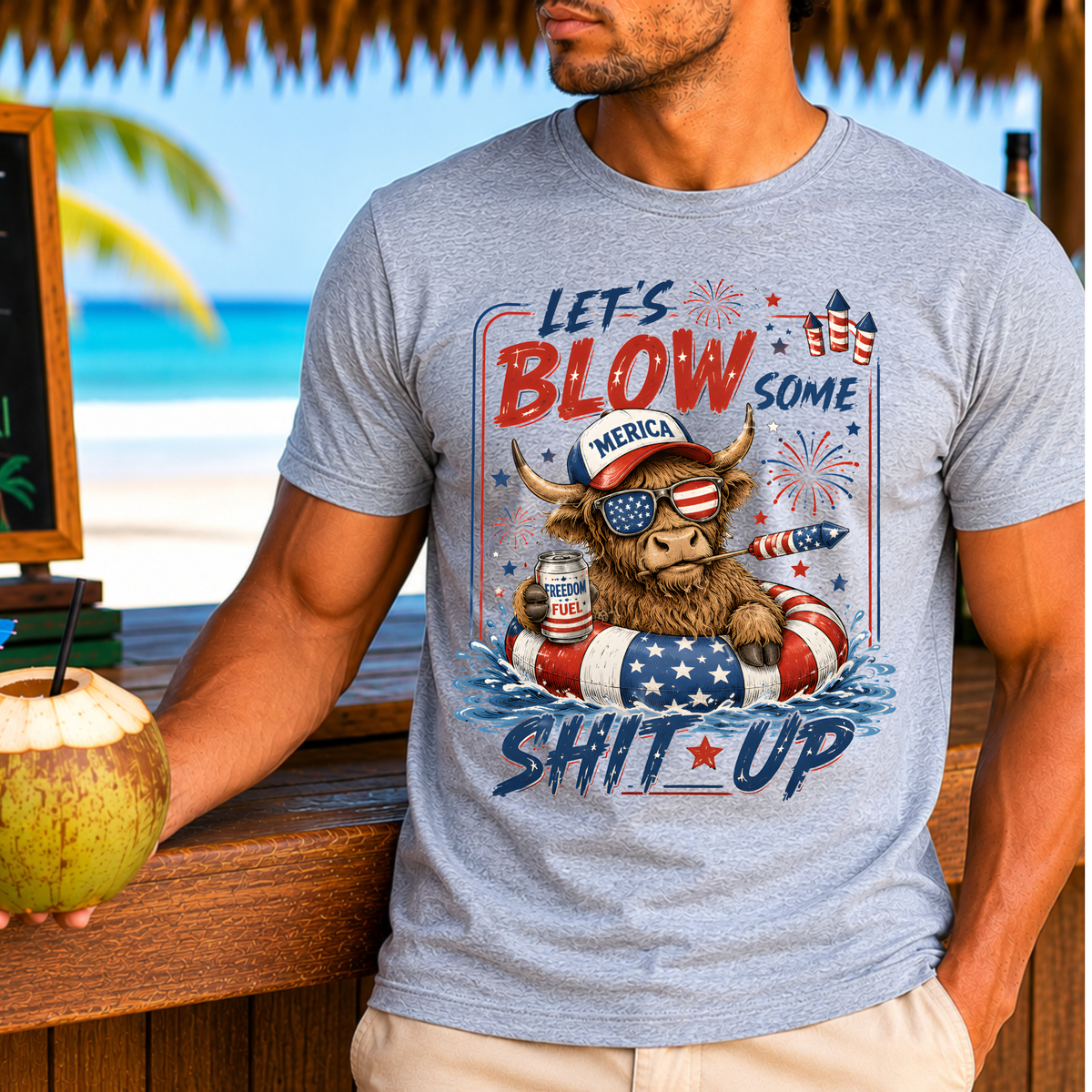 Let's Blow Fireworks 4th of July Graphic Tee TheCraftNook