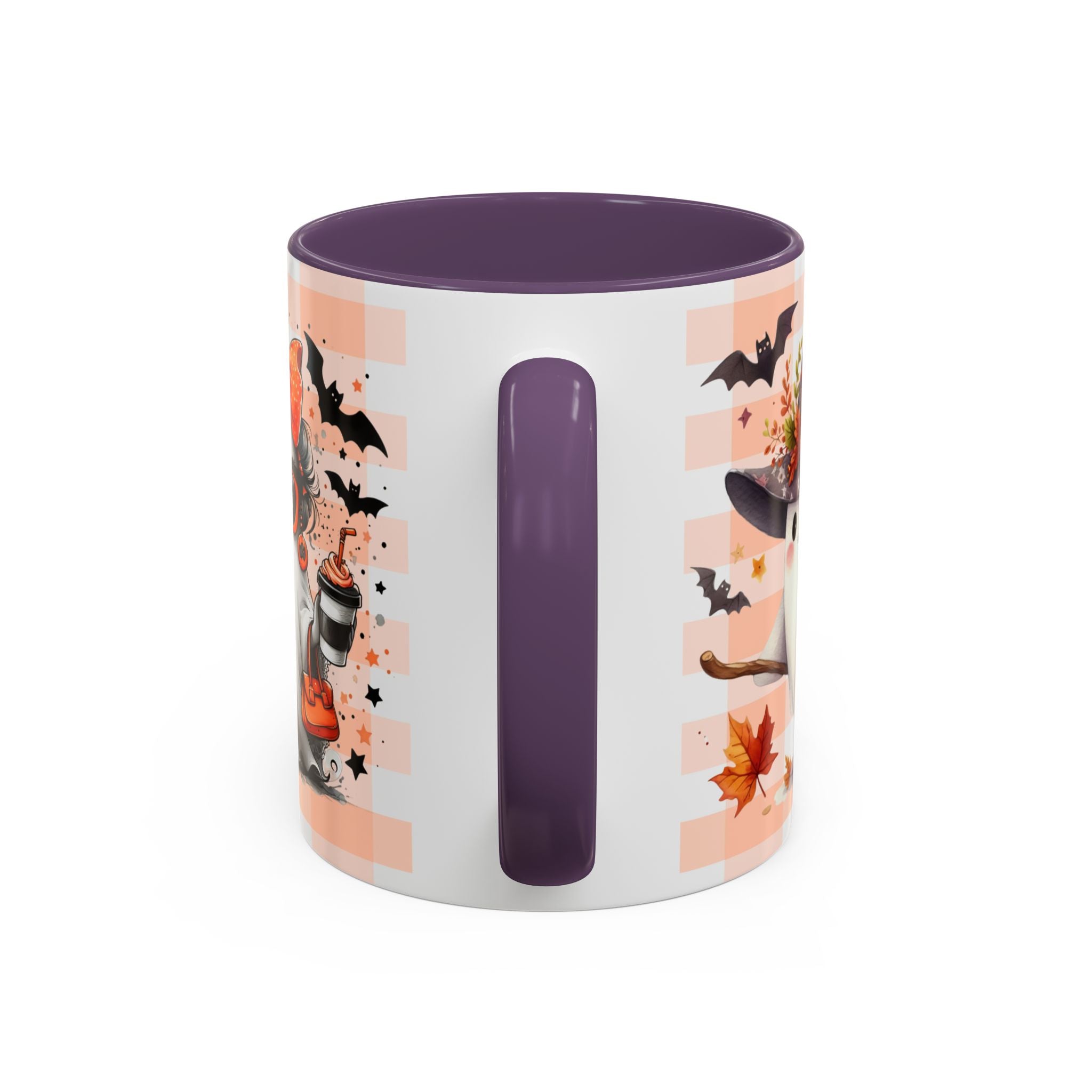 Spooky Season Accent Coffee Mug — Cute Halloween Ghost with Pumpkins (11/15oz)