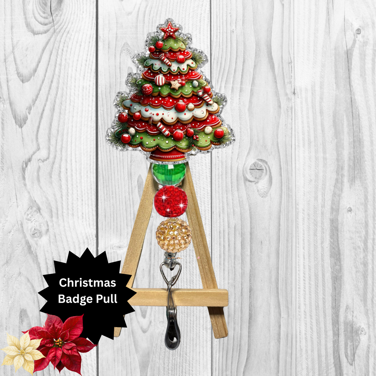 Christmas Cookie Glitter Badge Pull | Badge Reel TheCraftNook