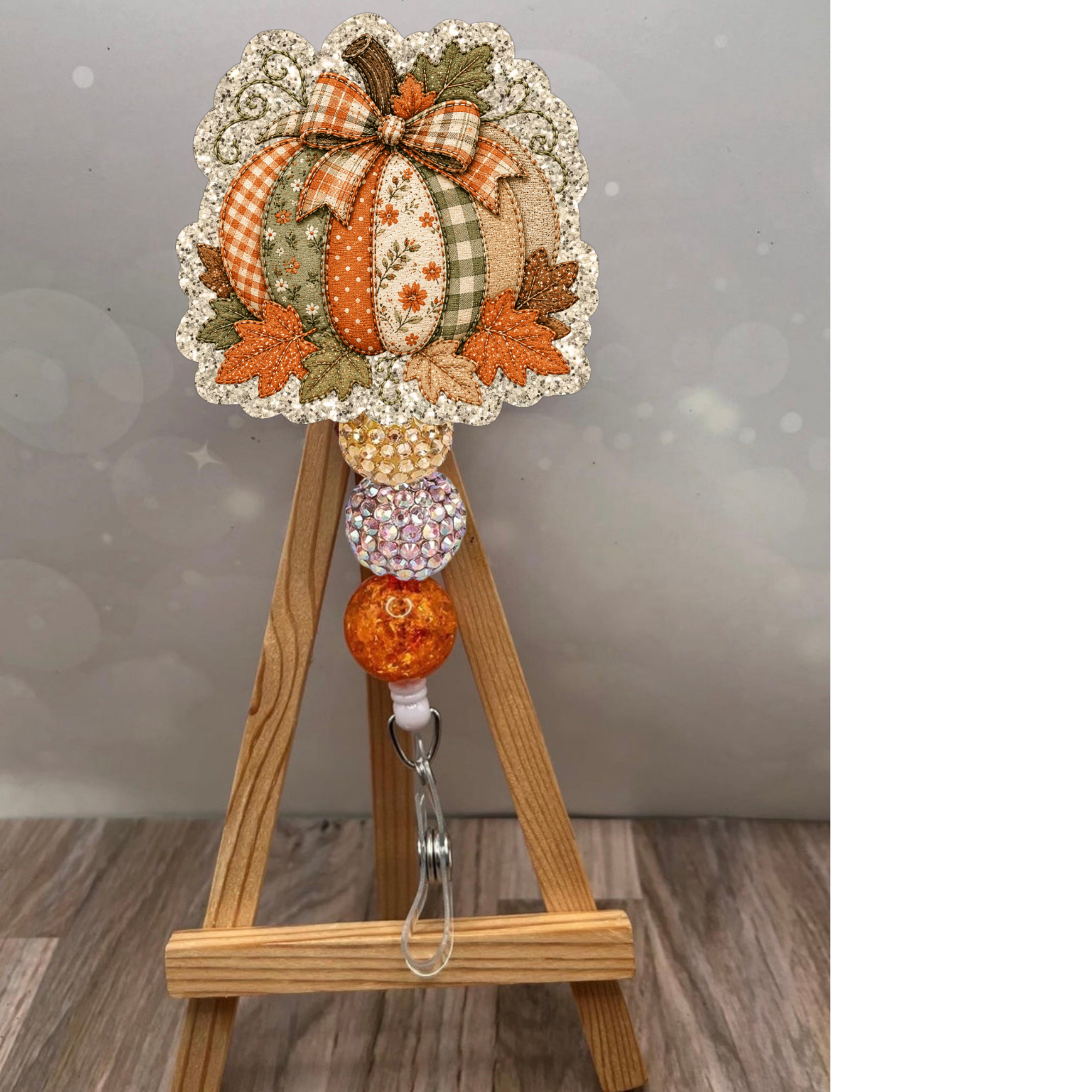 Patchwork Pumpkin Badge Pull